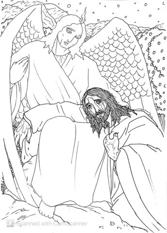 An Angel Appears And Comforts Jesus In His Anguish Coloring Page